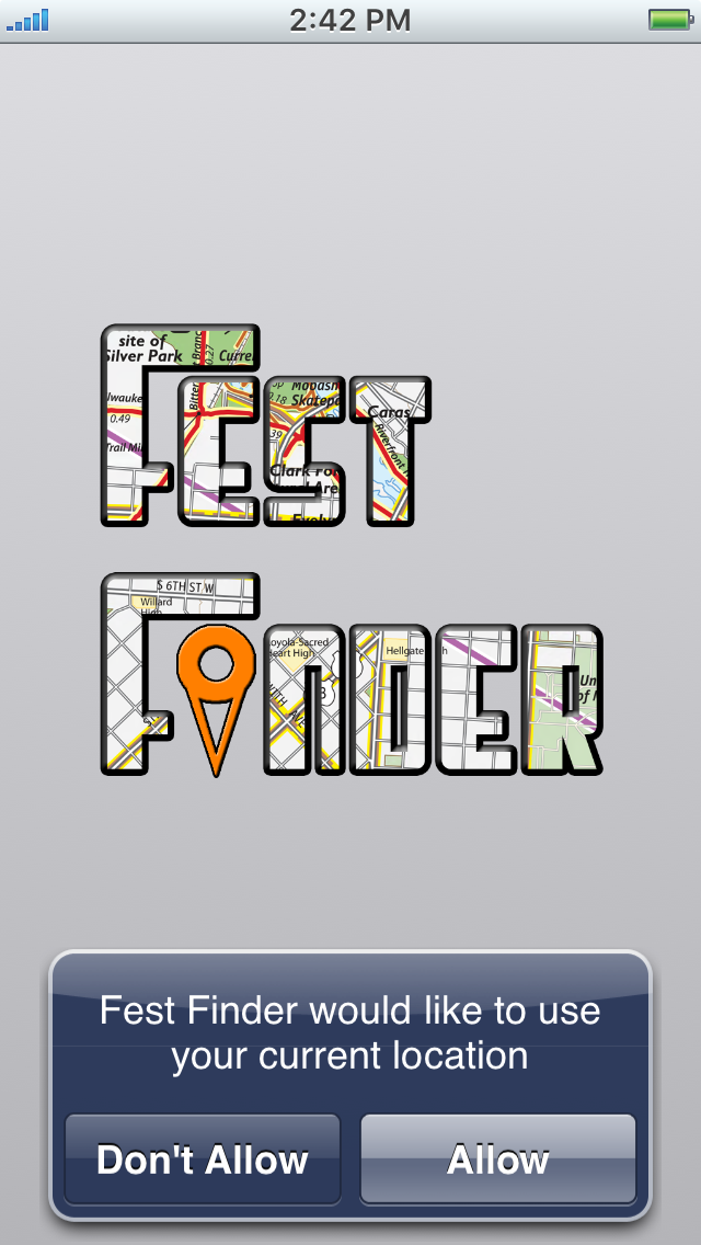 Fest Finder Welcome Screen
